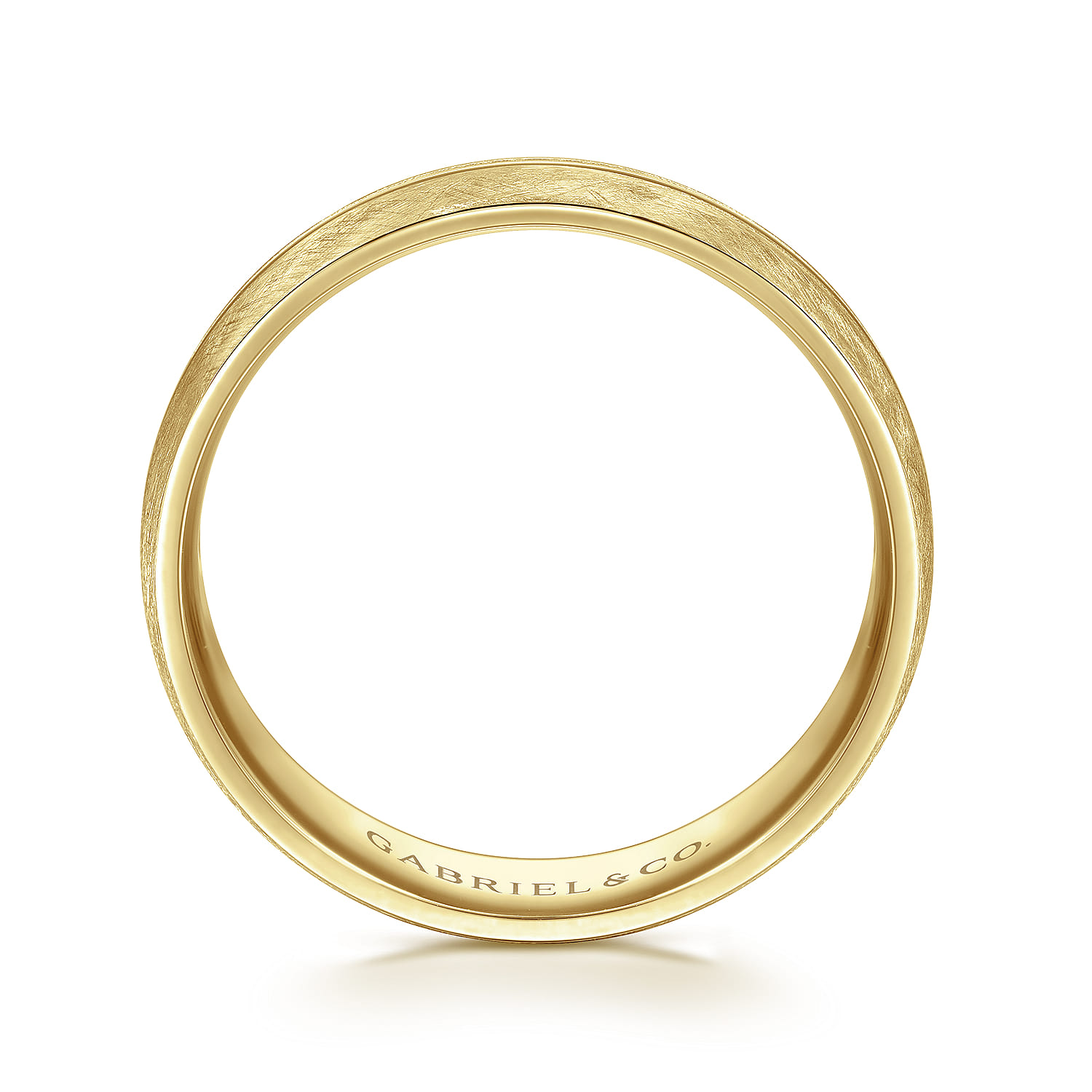 Kayden - 14K Yellow Gold 6mm - Brushed Diamond Cut Men's Wedding Band - Shot 2