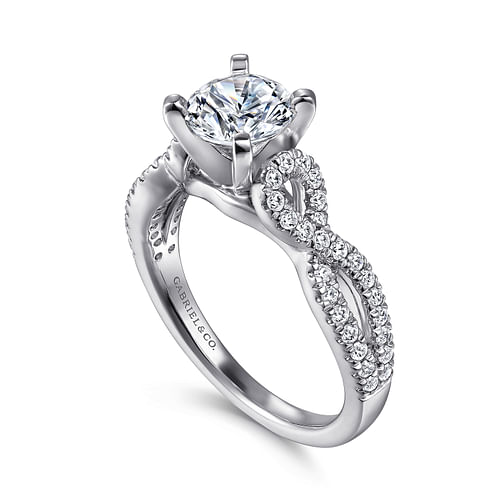 Kayla - 14K White Gold Round Twisted Diamond Engagement Ring - 0.35 ct - Shot 3