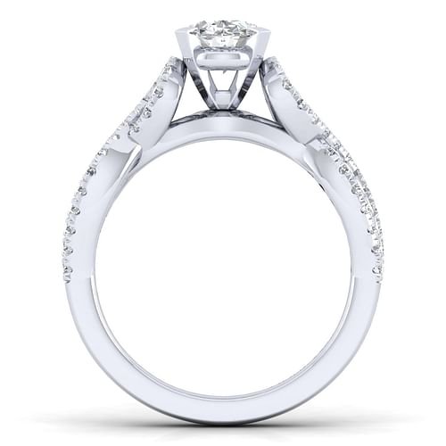 Kayla - 14K White Gold Twisted Oval Diamond Engagement Ring - 0.35 ct - Shot 2