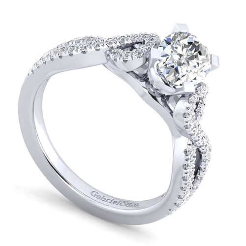 Kayla - 14K White Gold Twisted Oval Diamond Engagement Ring - 0.35 ct - Shot 3