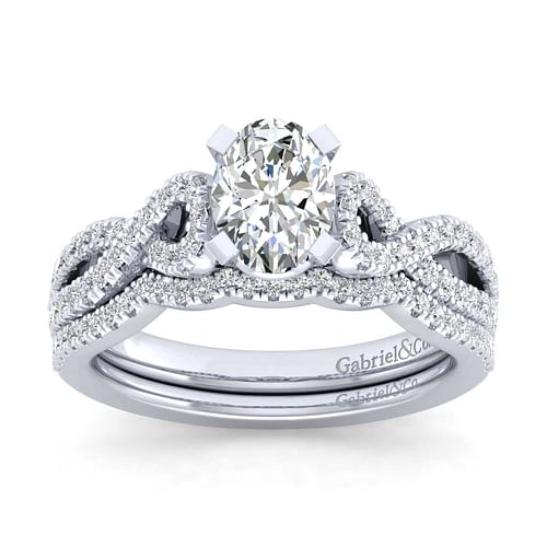 Kayla - 14K White Gold Twisted Oval Diamond Engagement Ring - 0.35 ct - Shot 4