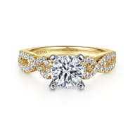 Kayla - 14K White-Yellow Gold Twisted Round Diamond Engagement Ring