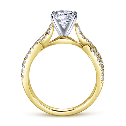 Kayla - 14K White-Yellow Gold Twisted Round Diamond Engagement Ring
