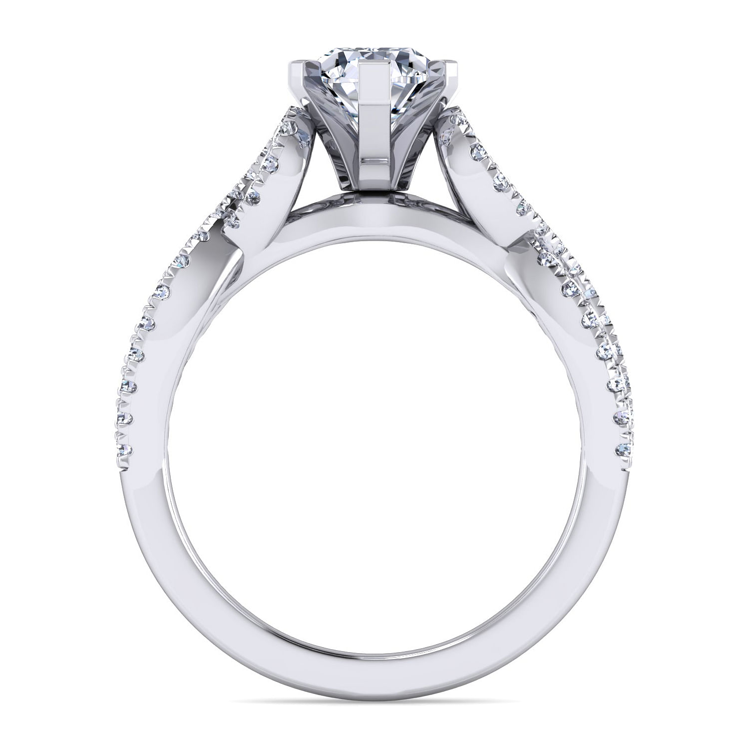 Kayla - Platinum Pear Shape Twisted Diamond Engagement Ring - 0.35 ct - Shot 2