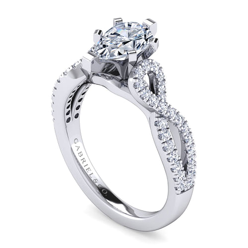 Kayla - Platinum Pear Shape Twisted Diamond Engagement Ring - 0.35 ct - Shot 3