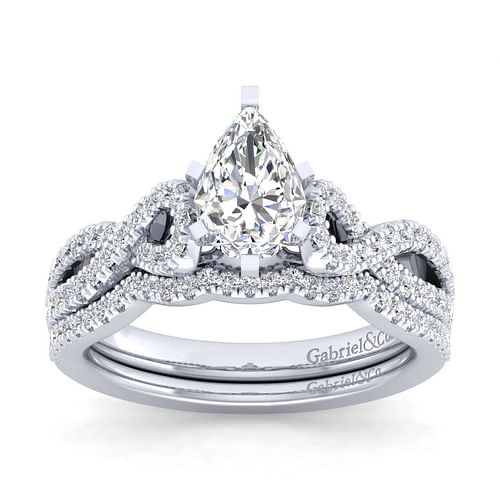Kayla - Platinum Pear Shape Twisted Diamond Engagement Ring - 0.35 ct - Shot 4