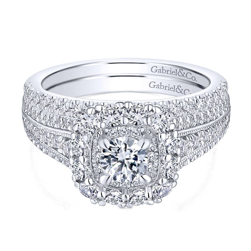 Kaylee - 14K White-Rose Gold Round Complete Diamond Engagement Ring - 1.37 ct - Shot 4
