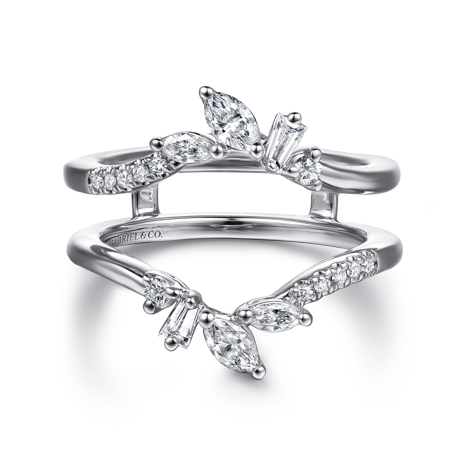 Enhancer Wedding Ring in 14k White Gold with  Natural Diamond at Gabriel & Co. - Shot 1