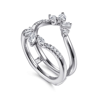 Keisha - 14K White Gold Prong Set Fancy Diamond Ring Enhancer