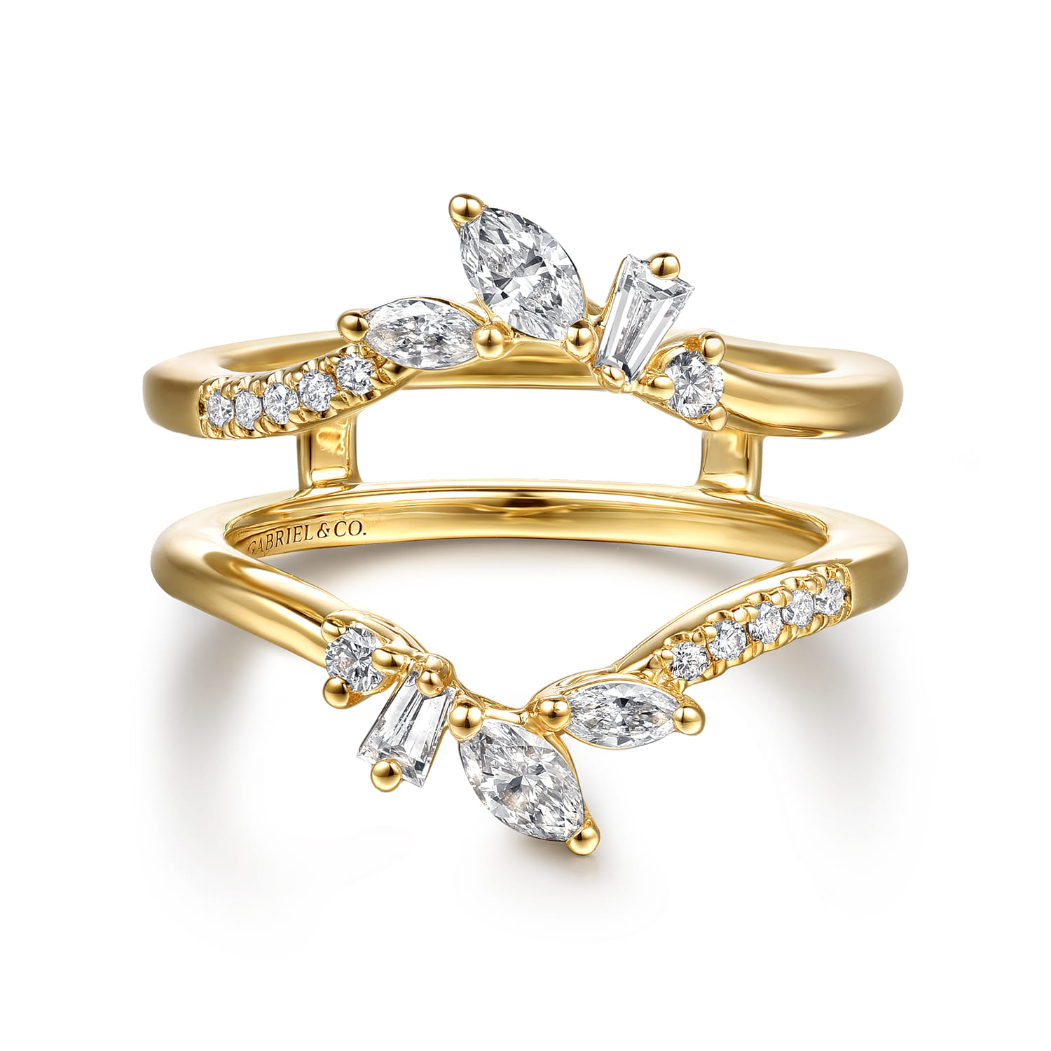 Enhancer Wedding Ring in 14k Yellow Gold with  Natural Diamond at Gabriel & Co. - Shot 1