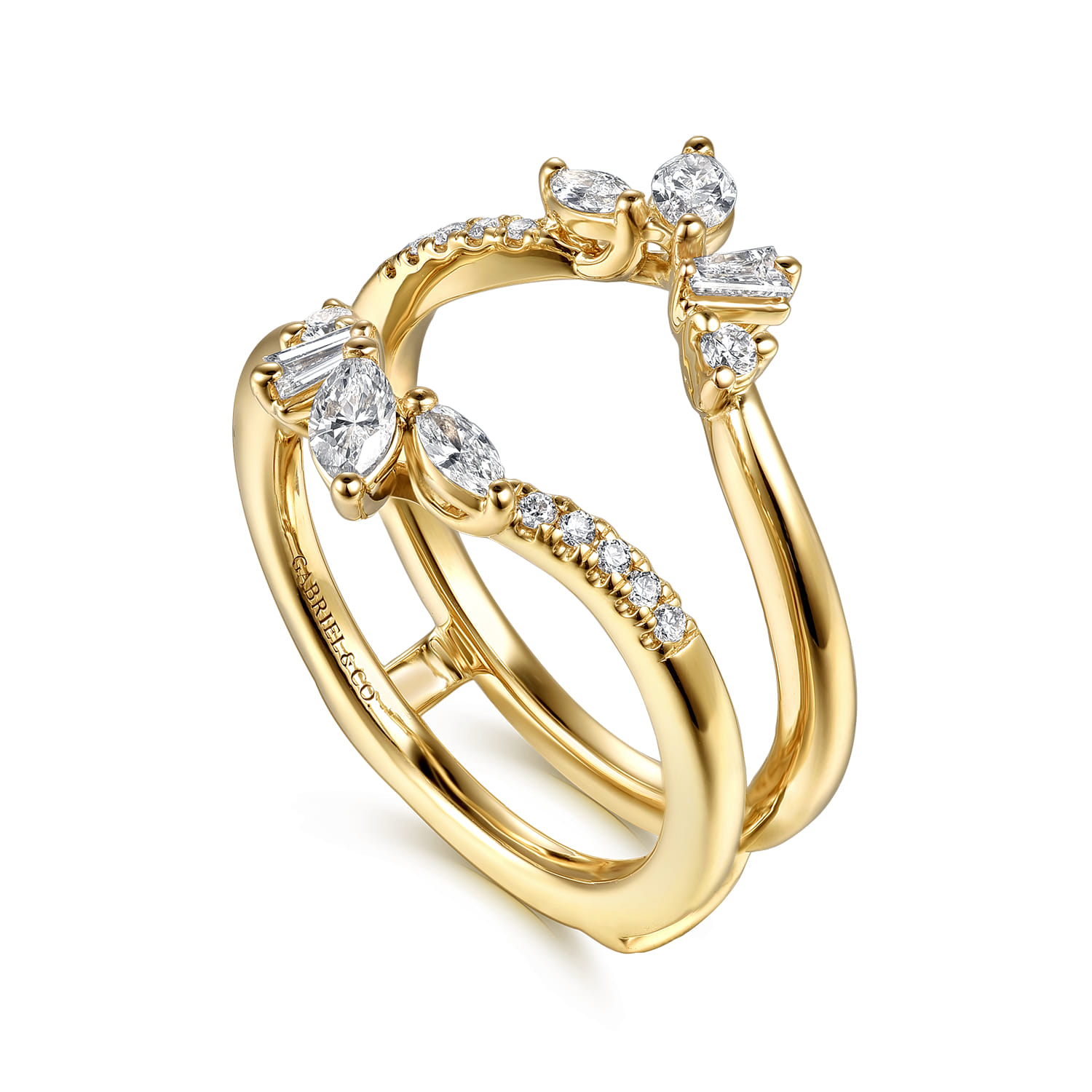 Enhancer Wedding Ring in 14k Yellow Gold with  Natural Diamond at Gabriel & Co. - Shot 3