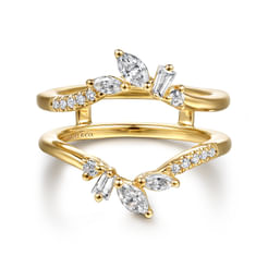 14K Yellow Gold Prong set Fancy Diamond Ring Enhancer