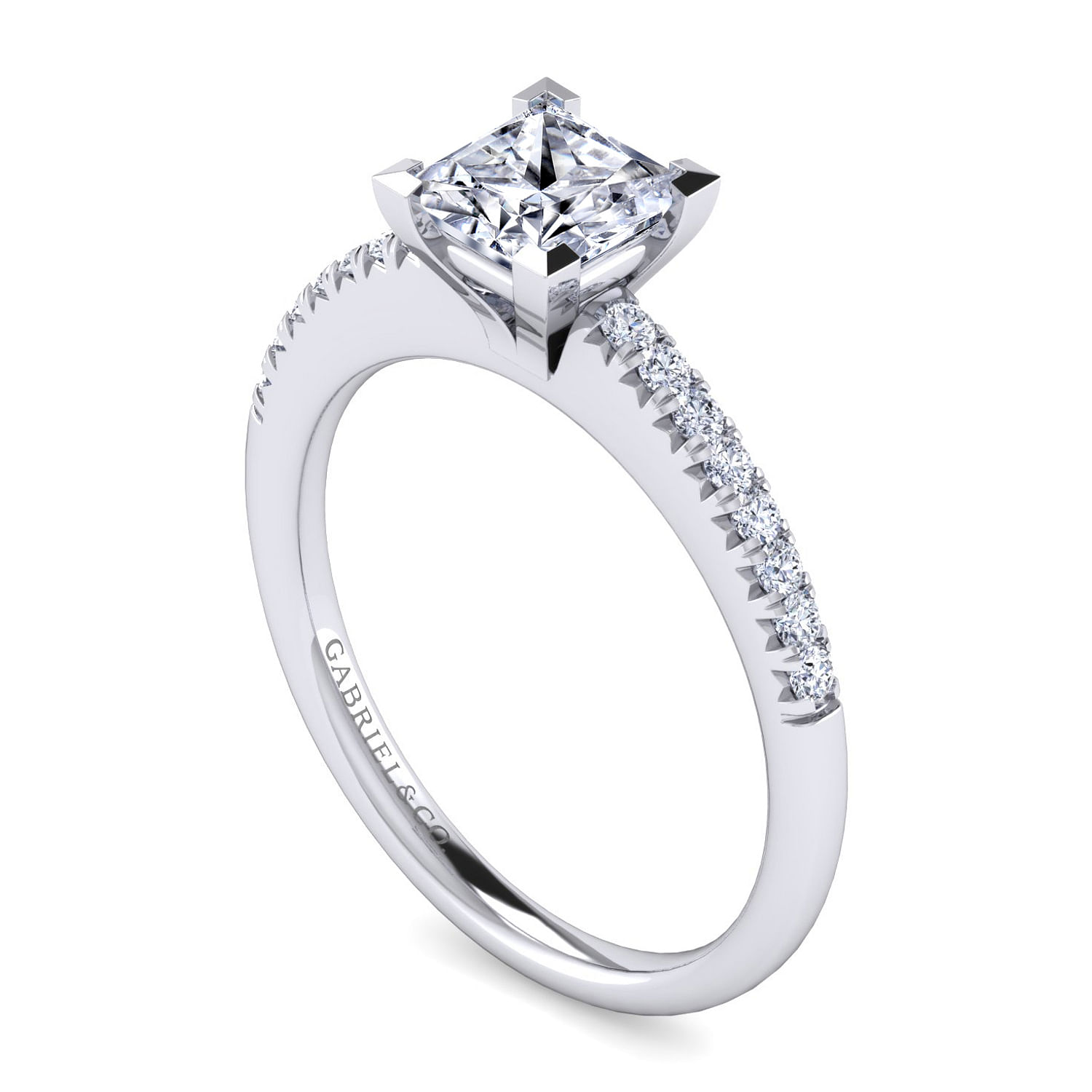 Kelly - 14K White Gold Princess Cut Diamond Engagement Ring - 0.15 ct - Shot 3