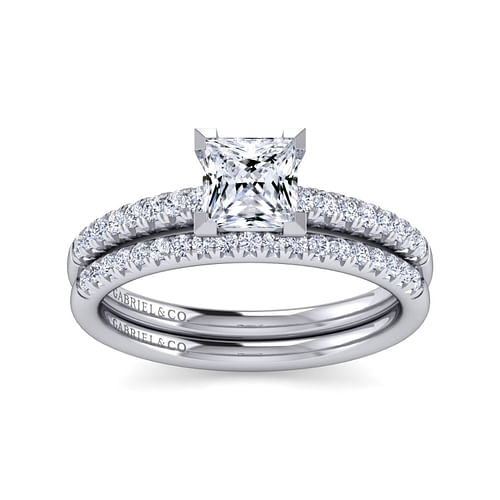 Kelly - 14K White Gold Princess Cut Diamond Engagement Ring - 0.15 ct - Shot 4