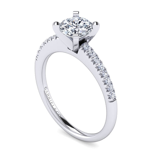 Kelly - 14K White Gold Round Diamond Engagement Ring - 0.16 ct - Shot 3