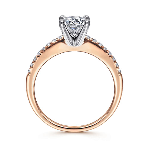 Kelly - 14K White-Rose Gold Round Diamond Engagement Ring - 0.15 ct - Shot 2