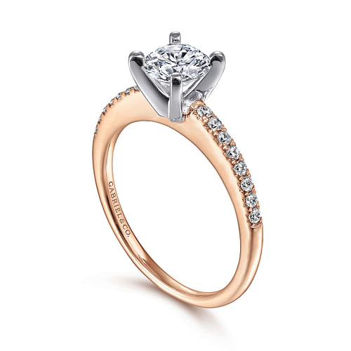 Kelly - 14K White-Rose Gold Round Diamond Engagement Ring - 0.15 ct - Shot 3