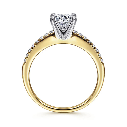 Kelly - 14K White-Yellow Gold Round Diamond Engagement Ring - 0.15 ct - Shot 2