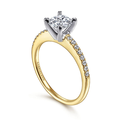 Kelly - 14K White-Yellow Gold Round Diamond Engagement Ring - 0.15 ct - Shot 3