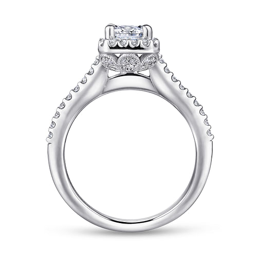 Kelsey - 14K White Gold Emerald Halo Diamond Engagement Ring - 0.26 ct - Shot 2