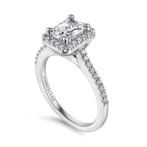 Kelsey - 14K White Gold Emerald Halo Diamond Engagement Ring - 0.26 ct - Shot 3