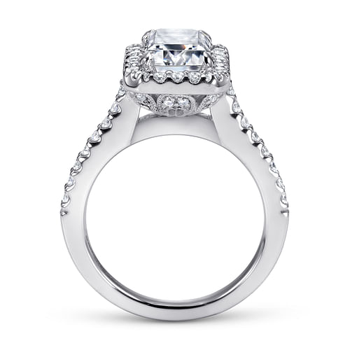 Kelsey - 14K White Gold Emerald Halo Diamond Engagement Ring - 0.47 ct - Shot 2