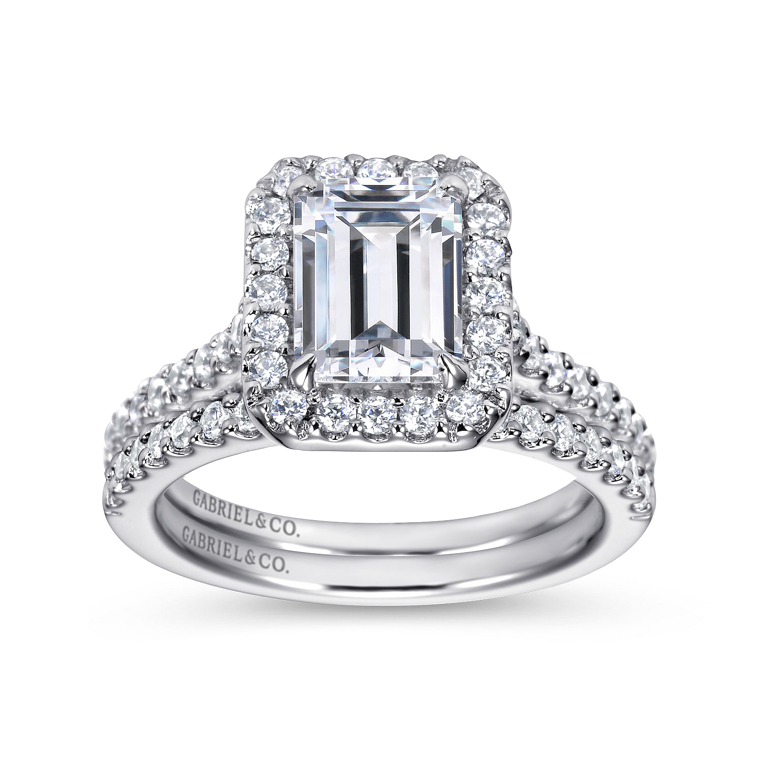 Kelsey - 14K White Gold Emerald Halo Diamond Engagement Ring - 0.47 ct - Shot 4