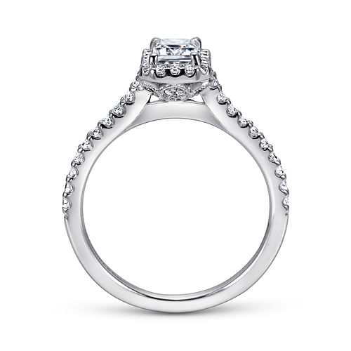 Kelsey - 14K White Gold Emerald Halo Diamond Engagement Ring - 0.31 ct - Shot 2