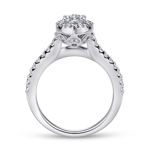 Kelsey - 14K White Gold Marquise Halo Diamond Engagement Ring - 0.51 ct - Shot 2