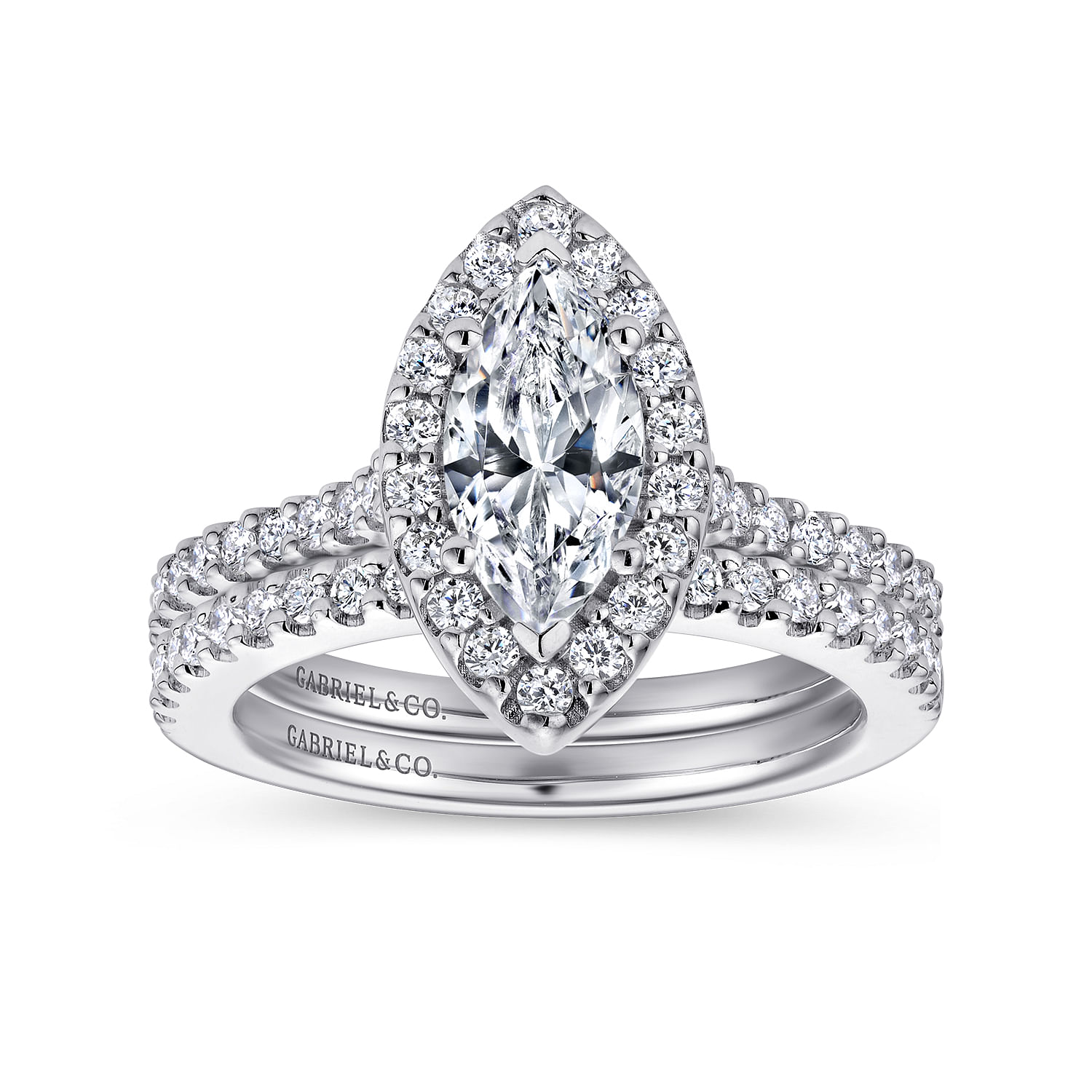 Kelsey - 14K White Gold Marquise Halo Diamond Engagement Ring - 0.51 ct - Shot 4