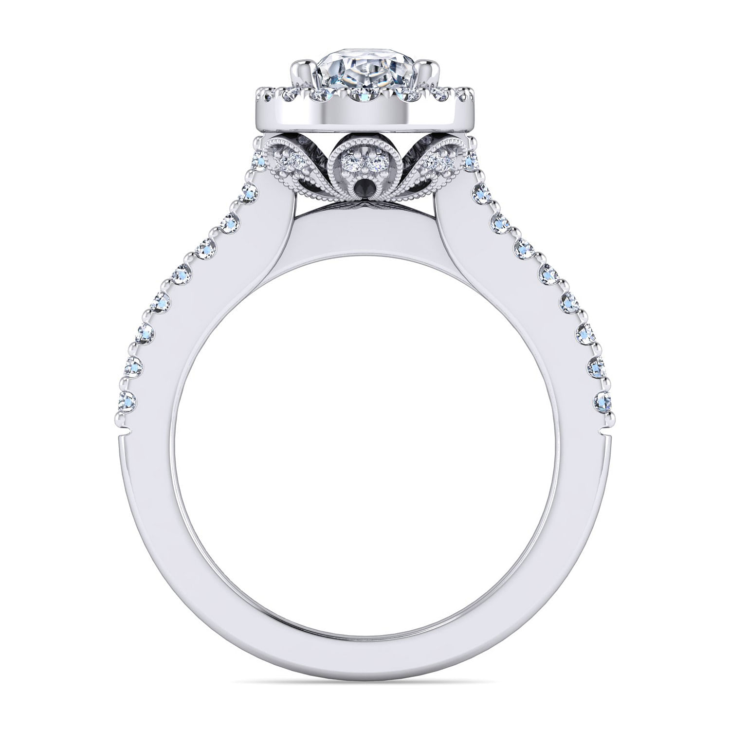Kelsey - 14K White Gold Oval Halo Diamond Engagement Ring - 0.41 ct - Shot 2