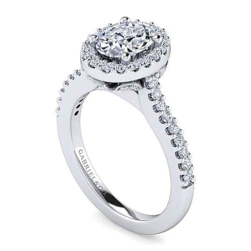 Kelsey - 14K White Gold Oval Halo Diamond Engagement Ring - 0.41 ct - Shot 3