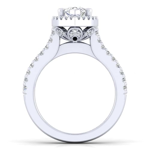 Kelsey - 14K White Gold Pear Shape Halo Diamond Engagement Ring - 0.53 ct - Shot 2