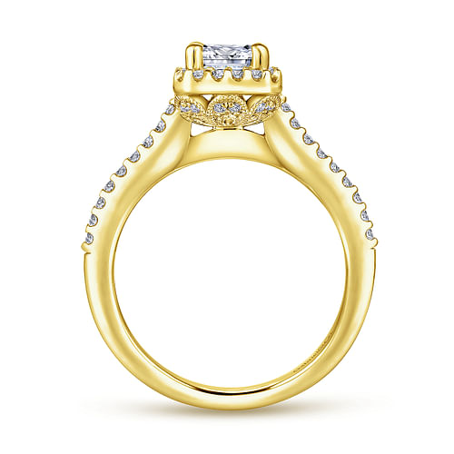 Kelsey - 14K Yellow Gold Emerald Halo Diamond Engagement Ring - 0.26 ct - Shot 2