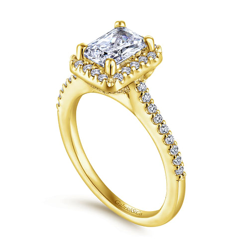 Kelsey - 14K Yellow Gold Emerald Halo Diamond Engagement Ring - 0.26 ct - Shot 3