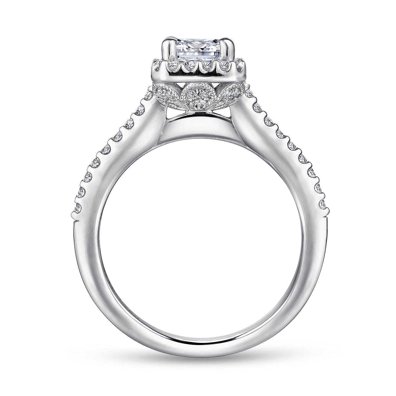 Kelsey - Platinum Emerald Halo Diamond Engagement Ring - 0.26 ct - Shot 2