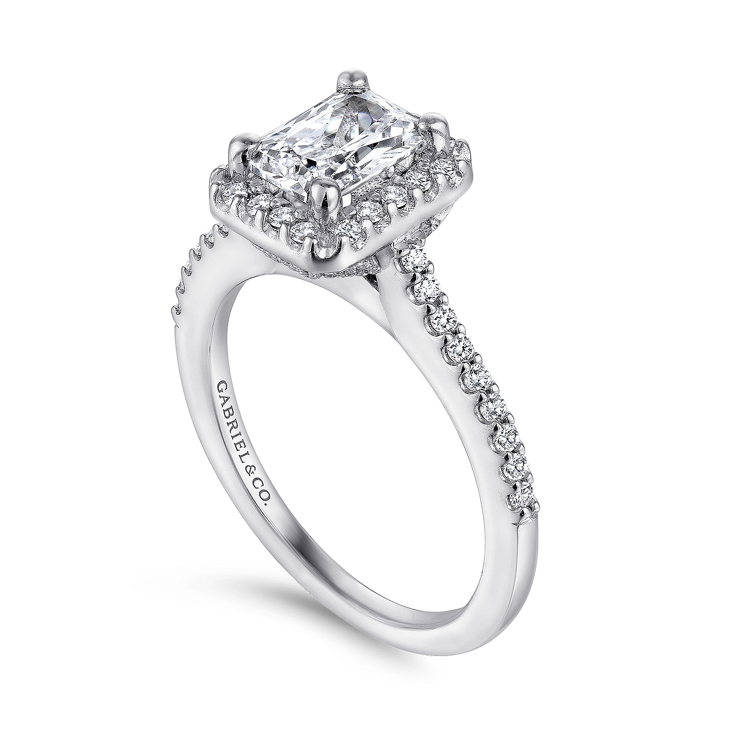 Kelsey - Platinum Emerald Halo Diamond Engagement Ring - 0.26 ct - Shot 3