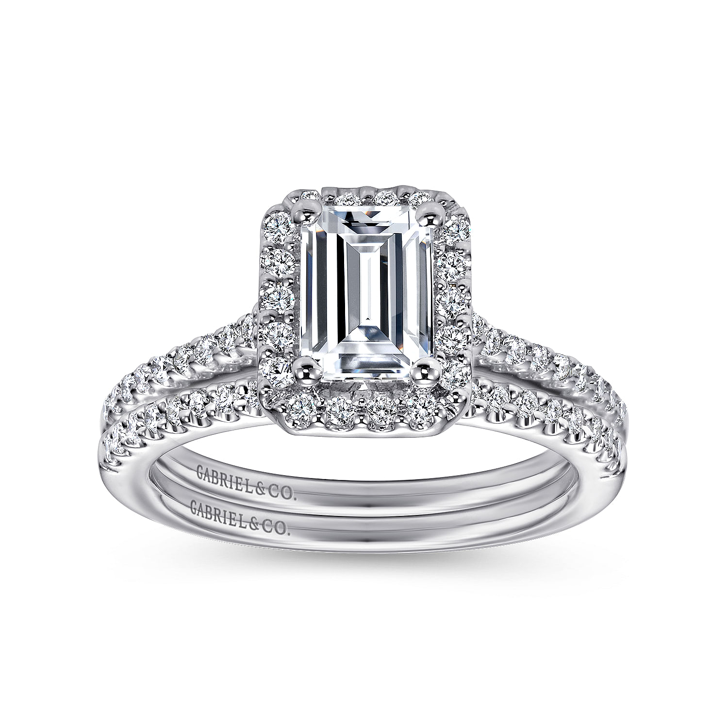 Kelsey - Platinum Emerald Halo Diamond Engagement Ring - 0.26 ct - Shot 4