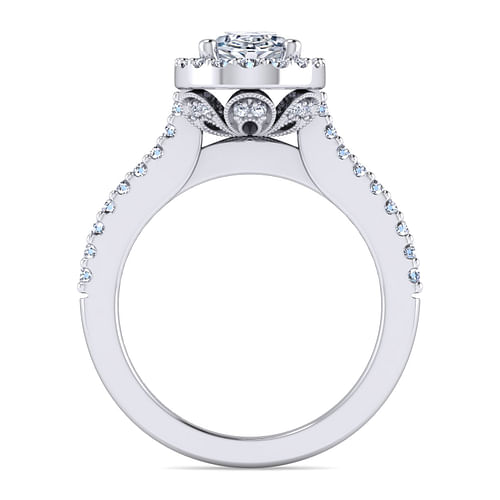 Kelsey - Platinum Oval Halo Diamond Engagement Ring - 0.41 ct - Shot 2