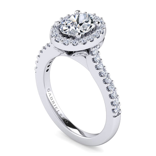 Kelsey - Platinum Oval Halo Diamond Engagement Ring - 0.41 ct - Shot 3