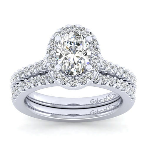 Kelsey - Platinum Oval Halo Diamond Engagement Ring - 0.41 ct - Shot 4