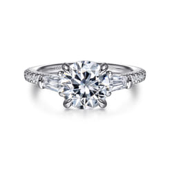 Kendal - 14K White Gold Round Three Stone Diamond Engagement Ring