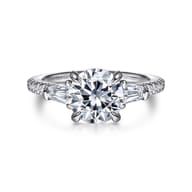 Kendal - 14K White Gold Round Three Stone Diamond Engagement Ring