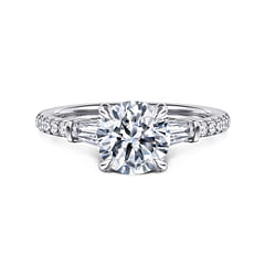 Kendal - 14K White Gold Round Three Stone Diamond Engagement Ring