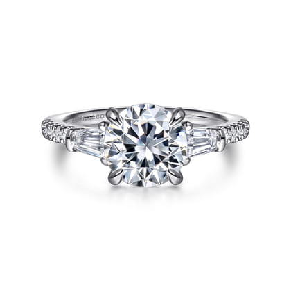 Kendal - 14K White Gold Round Three Stone Diamond Engagement Ring