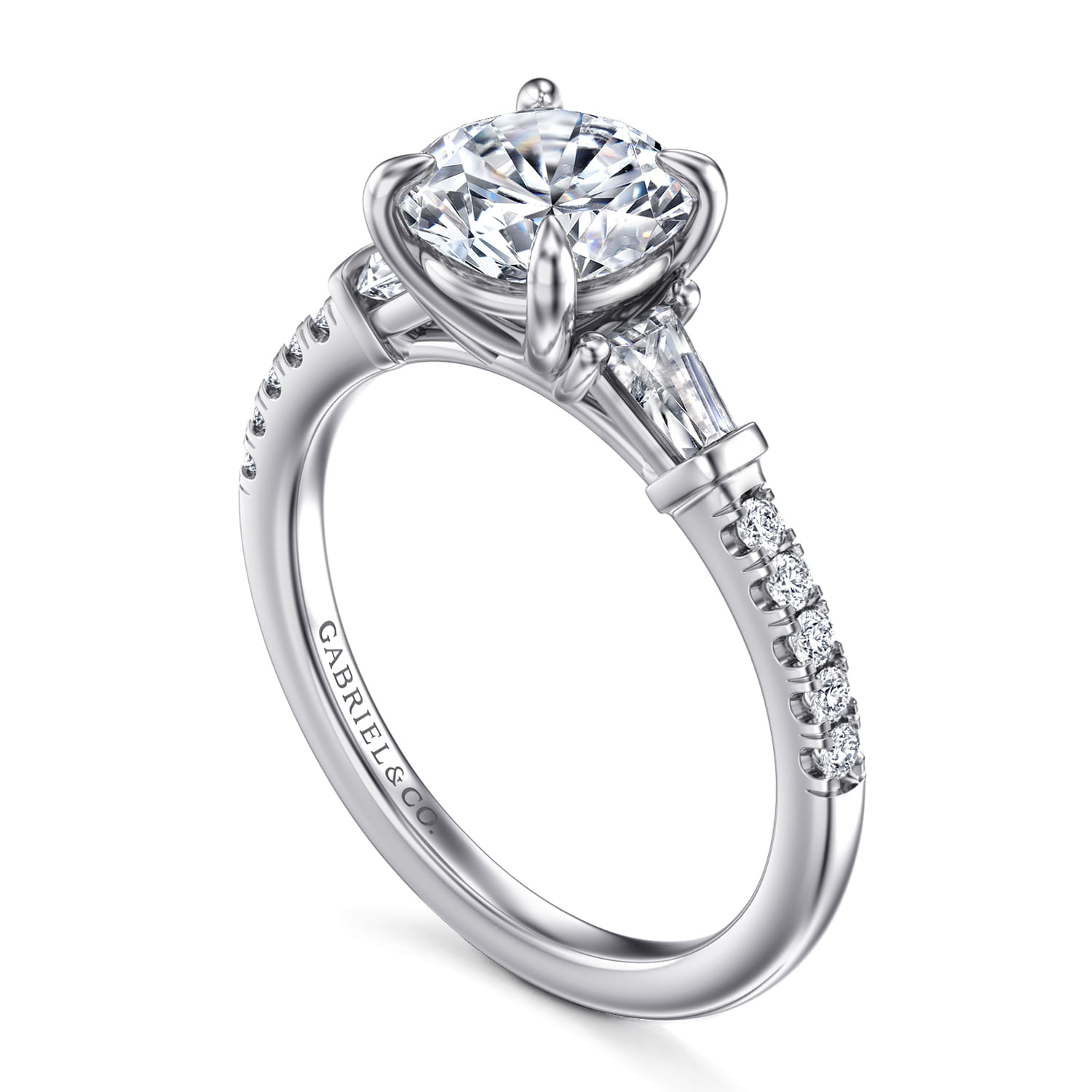 Kendal - 14K White Gold Round Three Stone Diamond Engagement Ring