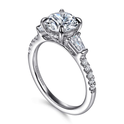Kendal - 14K White Gold Round Three Stone Diamond Engagement Ring