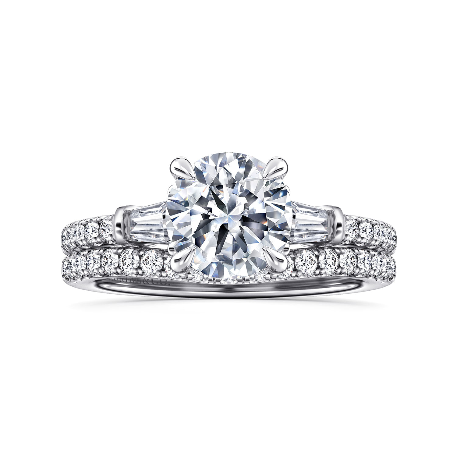 Kendal - 14K White Gold Round Three Stone Diamond Engagement Ring