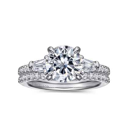 Kendal - 14K White Gold Round Three Stone Diamond Engagement Ring