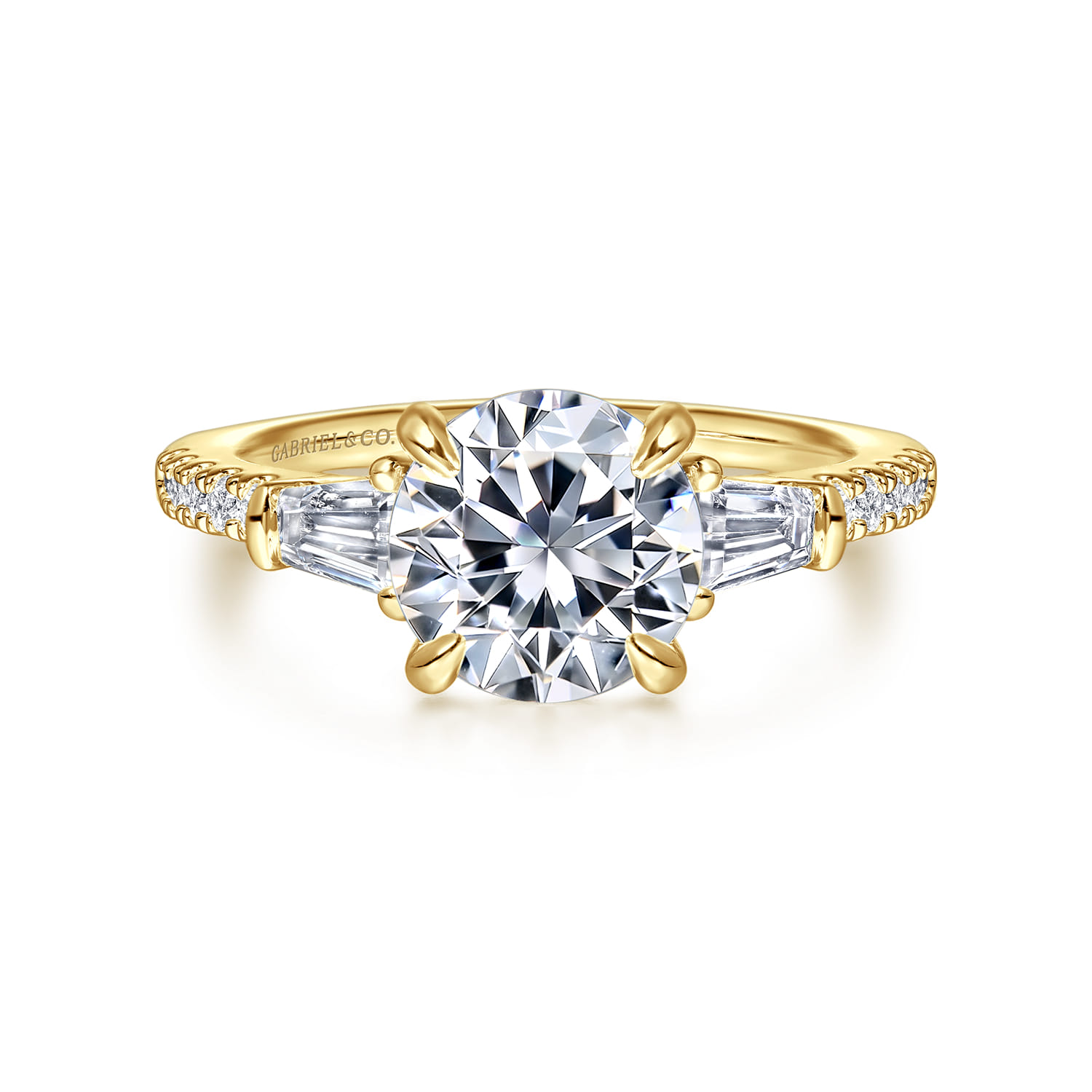 Kendal - 14K Yellow Gold Round Three Stone Diamond Engagement Ring